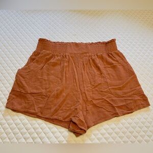 Linens shorts elastic waist shorts size XL, cotton linen shorts women shorts